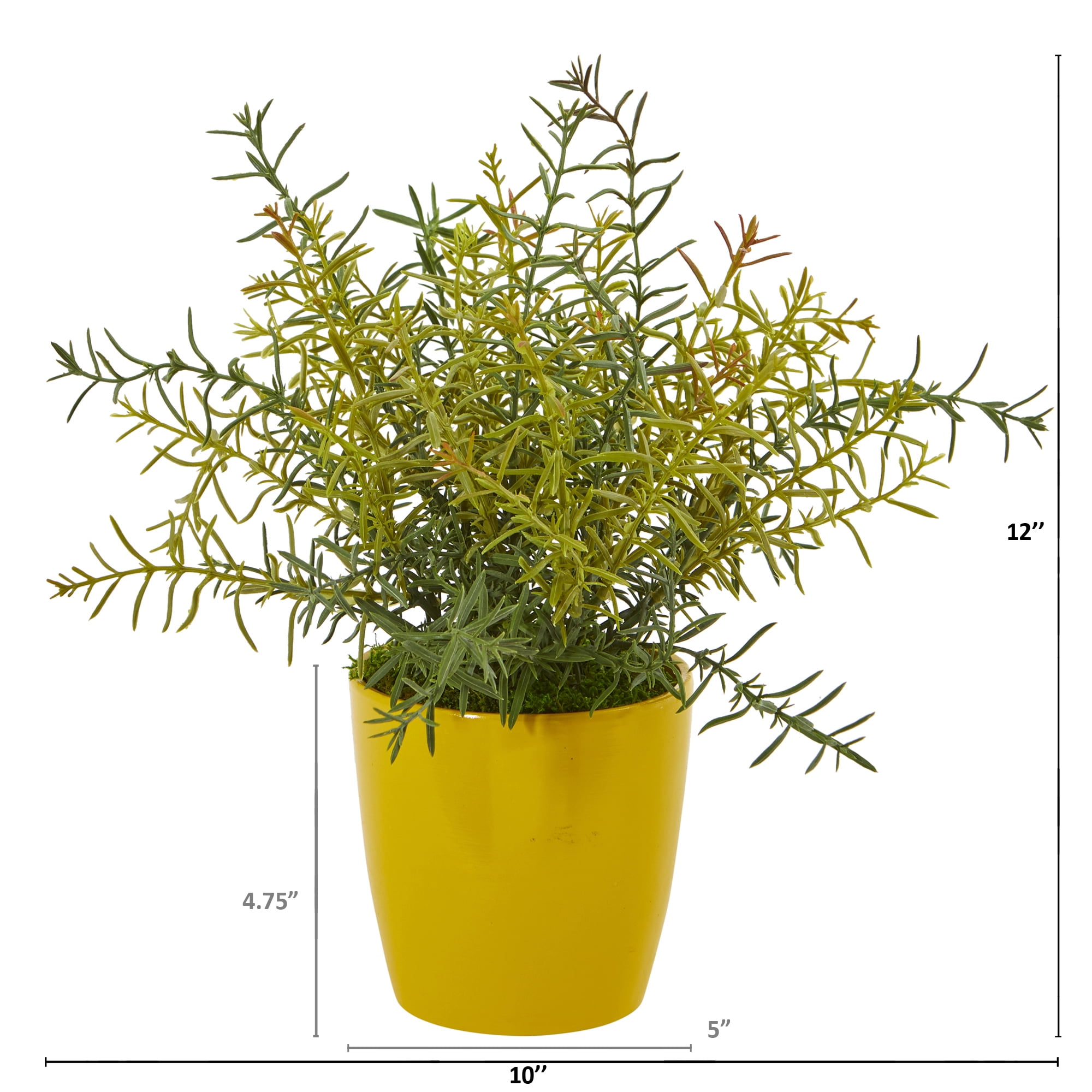 Nearly Natural 12in. Rosemary Artificial Plant in Yellow Planter (Set of 2)