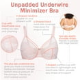thumbnail image 2 of Exerin Women's Plus Size Sexy Lace Full Coverage Unpadded Underwire Bras Minimizer Mesh Bra(32DDD,Pink), 2 of 6