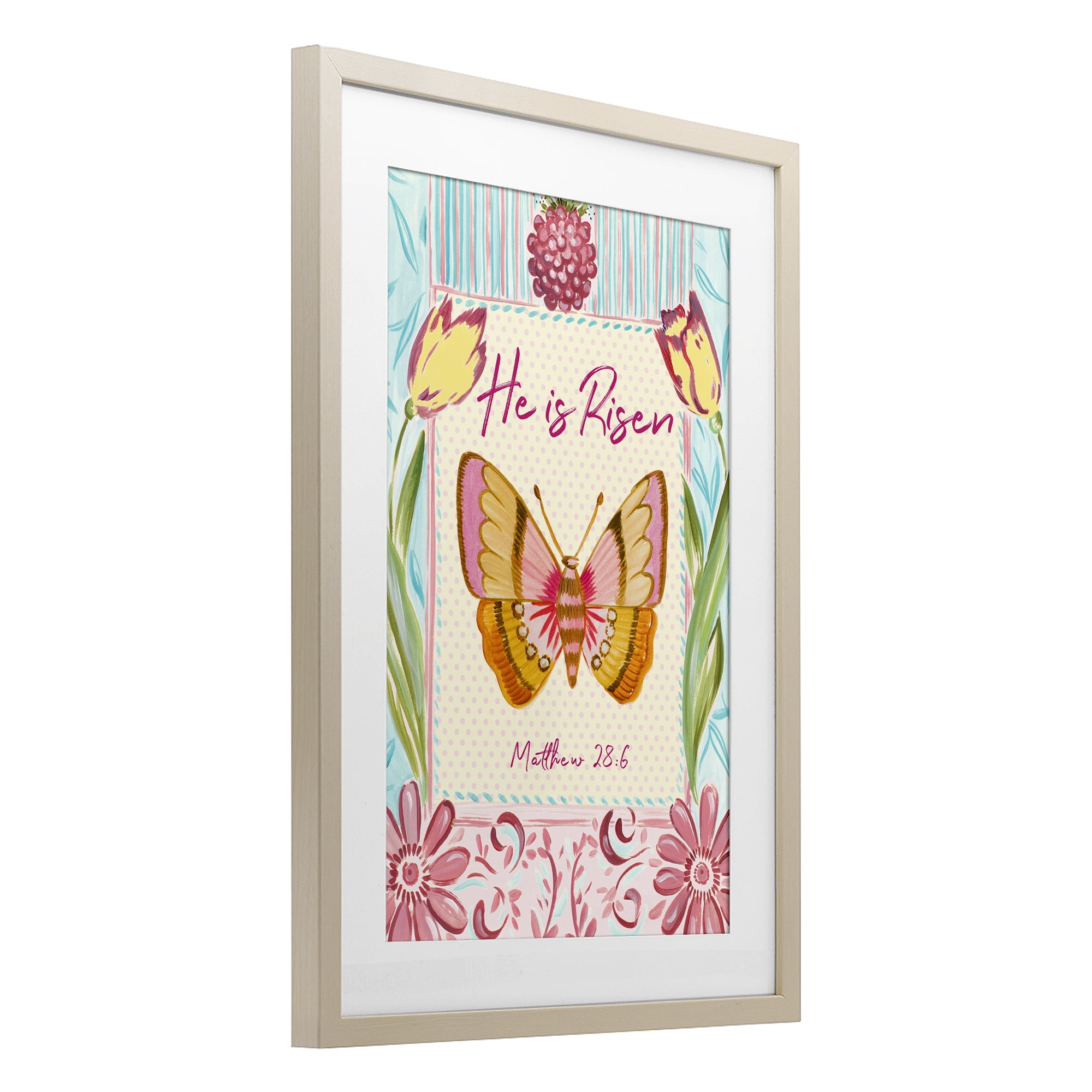 Stupell Industries He Is Risen with Butterfly Birch Framed Print Under Glass, design by Ani Del Sol
