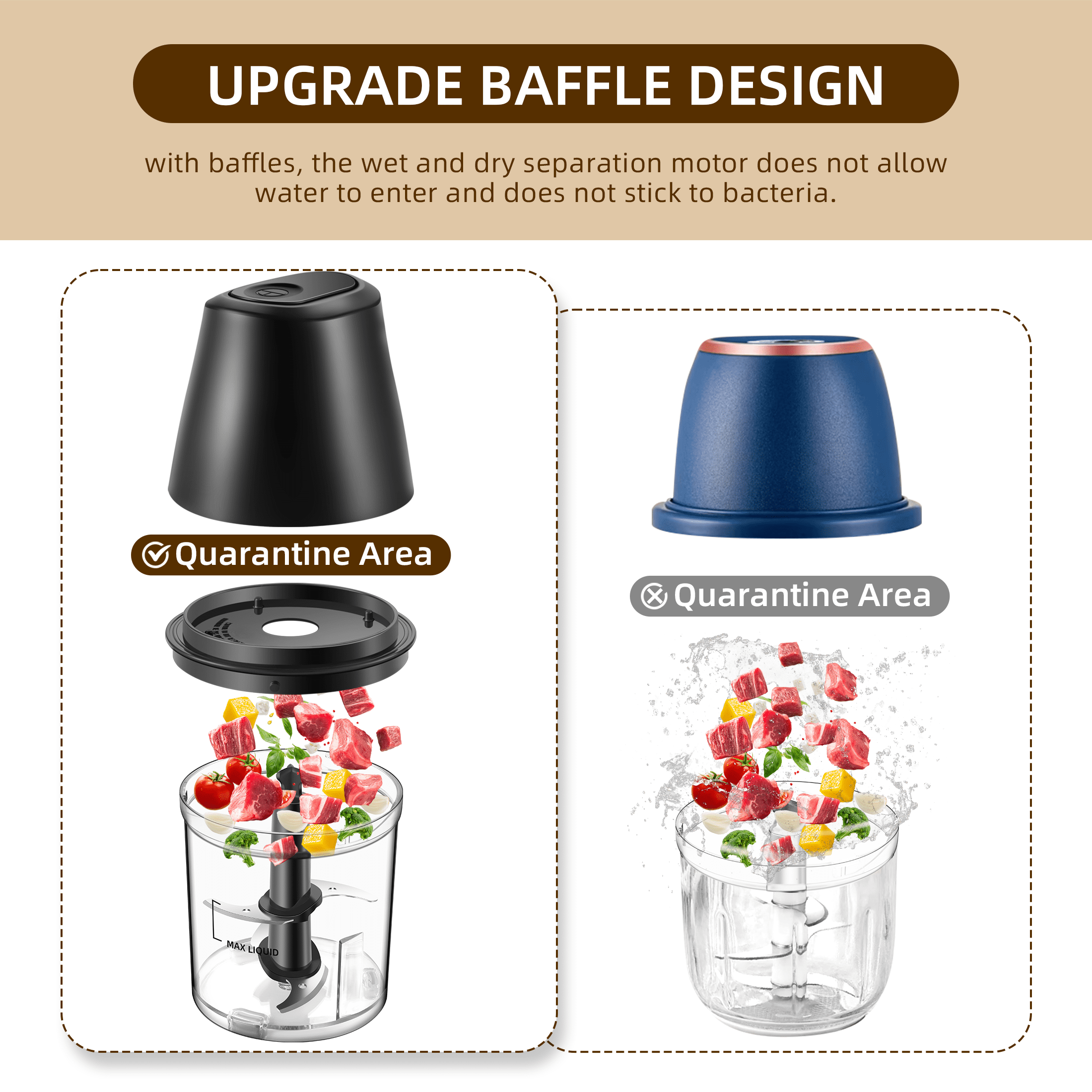 Mainstays 3 Cup Chopper, Black, Plastique, Mainstays 3 Cup Chopper - Black