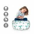 thumbnail image 2 of Sea Animals Storage Toy Bag Chair, Aqua Watercolor Art Dolphin Ocean Playful Marine Underwater Theme, Stuffed Animal Organizer Washable Bag, Large Size, Aqua White, by Ambesonne, 2 of 3