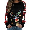 thumbnail image 2 of Pntutb - Camiseta holgada con estampado de moda para mujer, blusa de manga larga, cuello redondo, tops casuales Pntutb Pntutb-1703, 2 of 5
