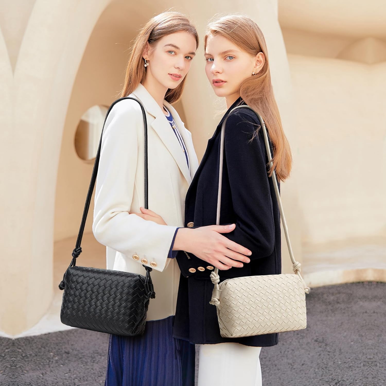 Woven Crossbody Bags for Women: Vegan Leather Handbag - Handwoven Small Purse - Trendy Shoulder Bag