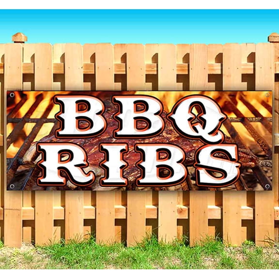 Bbq Ribs 13 oz Vinyl Banner With Metal Grommets