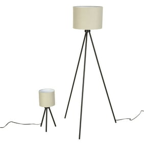 Better Homes & Gardens Modern Tripod 2 Pieces Lamp Set, Table Lamp and Floor Lamp