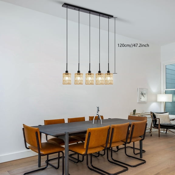 110V 25W 5-Light Metal Acrylic Pendant Light Height Adjustable Hanging Ceiling Light Fixture Indoor