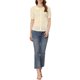 thumbnail image 2 of INSPIRAR CHIC Blusa de botones de manga corta con puntos suizos y cuello Peter Pan para mujer L color albaricoque, 2 of 5