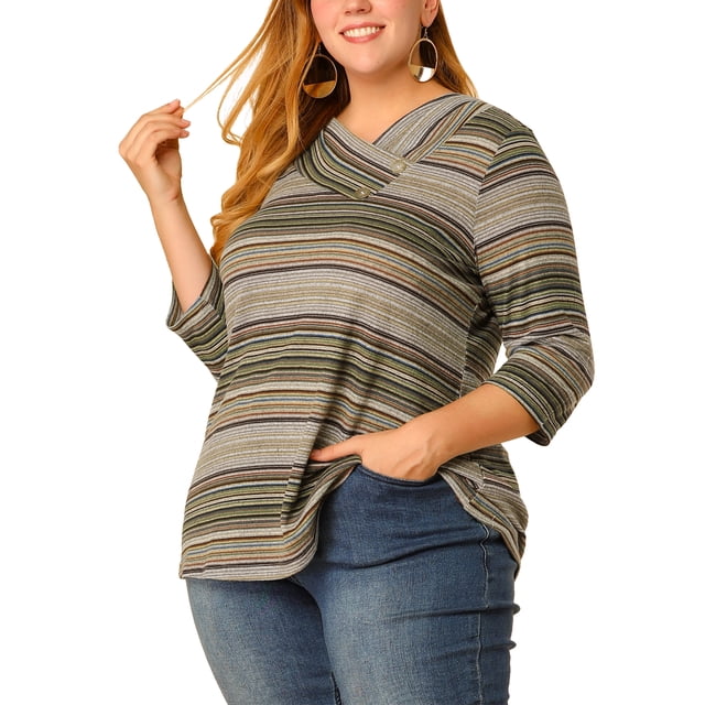 Top de Rayas Boho Agnes Orinda Cuello vuelto Multicolor 4XL