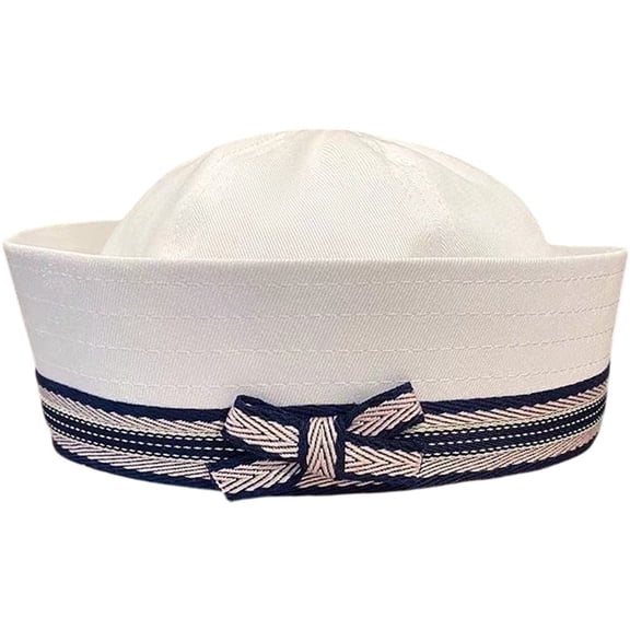 Jiibva Sailor Hat Navy Yacht Captain Hat with Sweet Bow Sail Hat for Adult Women Simple Style Halloween Party Caps