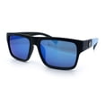 thumbnail image 4 of Rectangular Sunglasses for Men UV400 Polycarbonate Lens Lightweight Durable Frame Modern Everyday Style Black Blue Frame - Blue Mirror Lens, 4 of 7