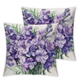 thumbnail image 2 of Nawypu Purple Lavender Throw Pillow Cover Set of 2 Cases Bouquet Flowers Botanical Painting Outdoor Decor Pillowcase Home Square Pillow Slip White, 2 of 6