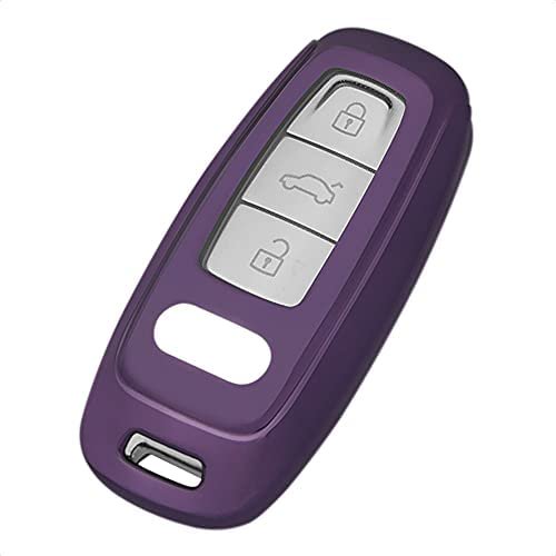 TANGSEN Smart Key Fob Case Violet TPU Housse de Protection pour Audi A6 A7 A8 Q7 3 4 Bouton Entrée Sans Clé Télécommande