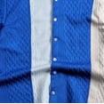 thumbnail image 4 of Mens Knit Shirts Short Sleeve Button Down Casual Shirt Vintage Old Money Textured Stripe Polo Shirts Vacation Beach Tops Size 2XL Blue, 4 of 4