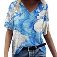 thumbnail image 2 of Fiudx Ofertas Flash Del Día Solo En Línea Moda Mujer Causal V-Cuello Impresión Blusa Manga Corta Camiseta Verano Tops, 2 of 5
