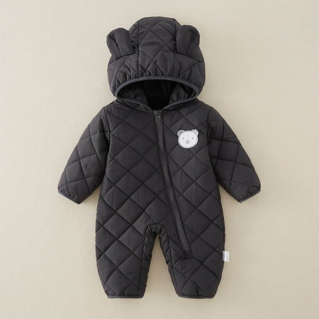 

Baby Winter Romper Down Jumpsuit Hoodie Coat for Baby Girl Winter Clothes Solid Cartoon Printed Long Sleeve Snow Suit 3-6 Months