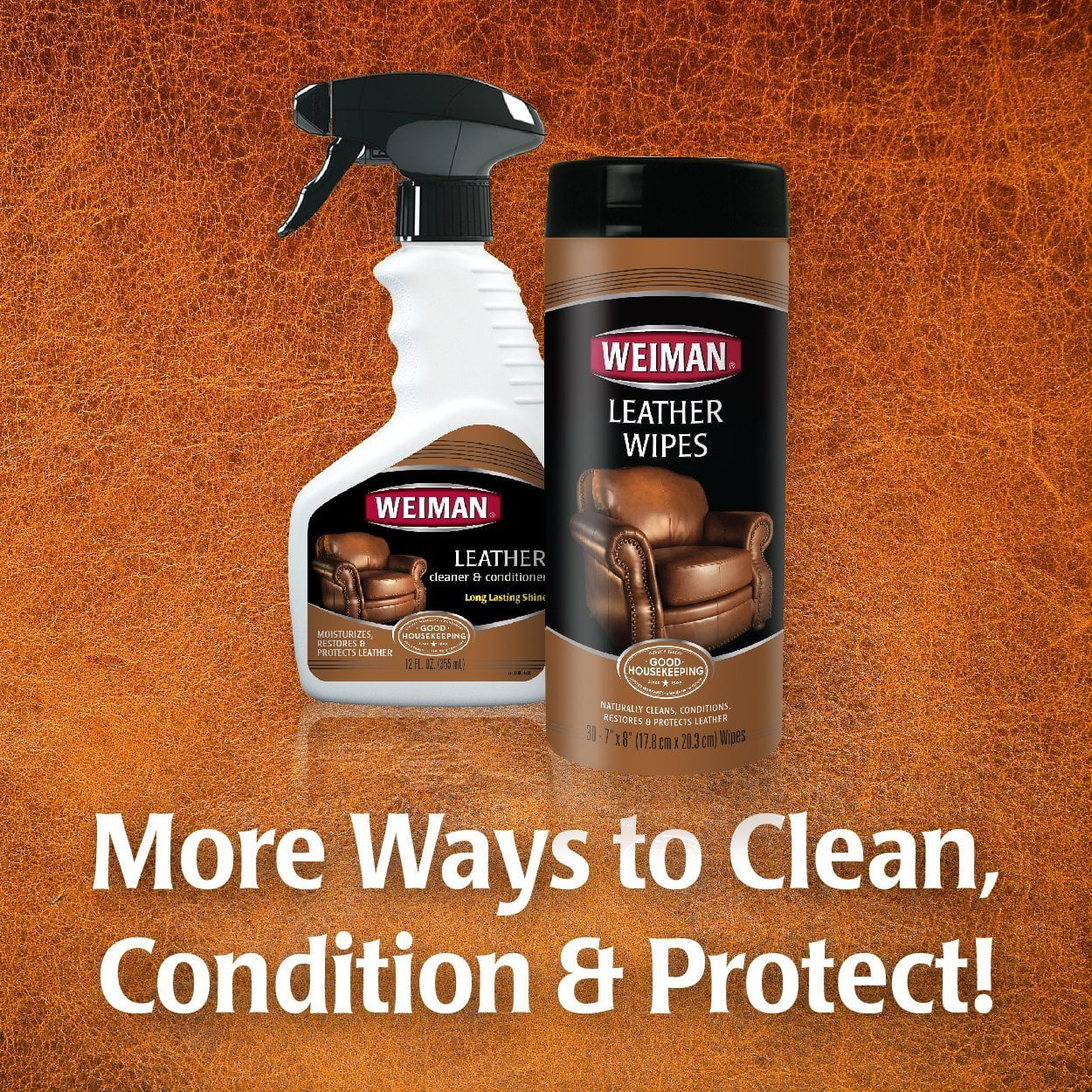 Weiman Leather Cleaner & Conditioner Wipes, 30 Count 