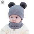 thumbnail image 7 of Luxtrada Newborn Kids Baby Boy Girl Pom Hat Winter Warm Knit Bobble Beanie Cap Scarf Set (Gray), 7 of 7
