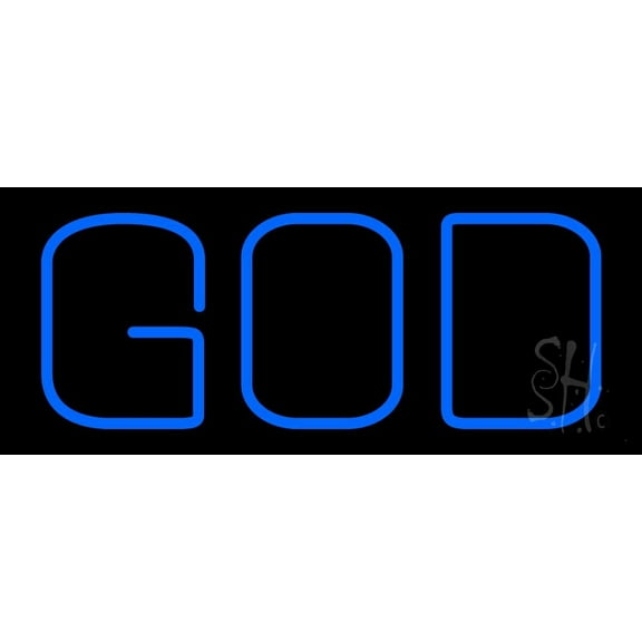 Blue God Block LED Neon Sign 10" Tall x 24" Wide - inches Black Square Cut Acrylic Backing, with Dimmer - Premium built indoor Sign for Home décor, Event, Religious place, Store interior, Office.