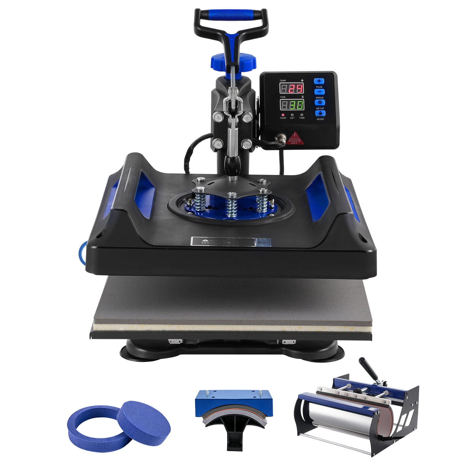 KFFKFF Heat Application Device, 15 x 15 inch, Quintuple Function Heat Transfer Equipment with 30 oz Tumbler Application, 360° Rotating Digital Shirt Application, Teflon Layer, for Shirts/Mugs/Caps