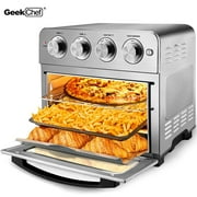 Geek Chef Air Fryer Toaster Oven, 6 Slice 24.5 QT Convection Airfryer Countertop Oven, Roast, Bake, Broil, Reheat, Fry Oil-Free, Cooking Accessories Included, Stainless Steel, Silver, 1700W