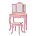 thumbnail image 1 of Teamson Kids Coiffeuse Table avec Miroir et Tabouret Beauté Jeu de Rôle Ensemble Rose, 1 of 10