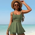 thumbnail image 6 of Caqnni Tankini Tops for Women Swimwear Top Only Tummy Control Bathing Suit Top No Bottom (Available in Plus) Swimsuit Beach (L,Green), 6 of 9