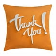 thumbnail image 1 of Thank You Throw Pillow Cushion Cover, Curvy Joint Handwriting Exclamation Mark Gratefulness Inscription Font, Decorative Square Accent Pillow Case, 24" X 24", Orange and Coconut, by Ambesonne, 1 of 2