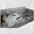 thumbnail image 6 of Black and White Soft Flannel Fleece Throw Blanket, Meadow Flowers and Dragonfly Silhouettes Spring Nature Illustration, Cozy Plush for Indoor and Outdoor Use, 50" x 60", Black and White, by Ambesonne, 6 of 6