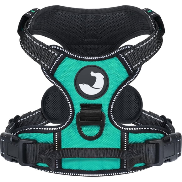 Arnés para perros Joytale, chaleco reflectante sin tirones para mascotas, color verde azulado M