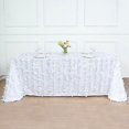 thumbnail image 5 of BalsaCircle 90x156 in White Taffeta Rectangle Tablecloth 3D Leaves Petals Design Party Events Decorations Supplies, 5 of 8