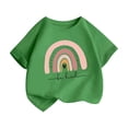 thumbnail image 2 of piuwrlz Kid Short Tops for Girls Short T-Shirts Sleeve Fashionable Printed Round Neck Blouses Cotton T Shirt Top Green Size 6-7Years, 2 of 9