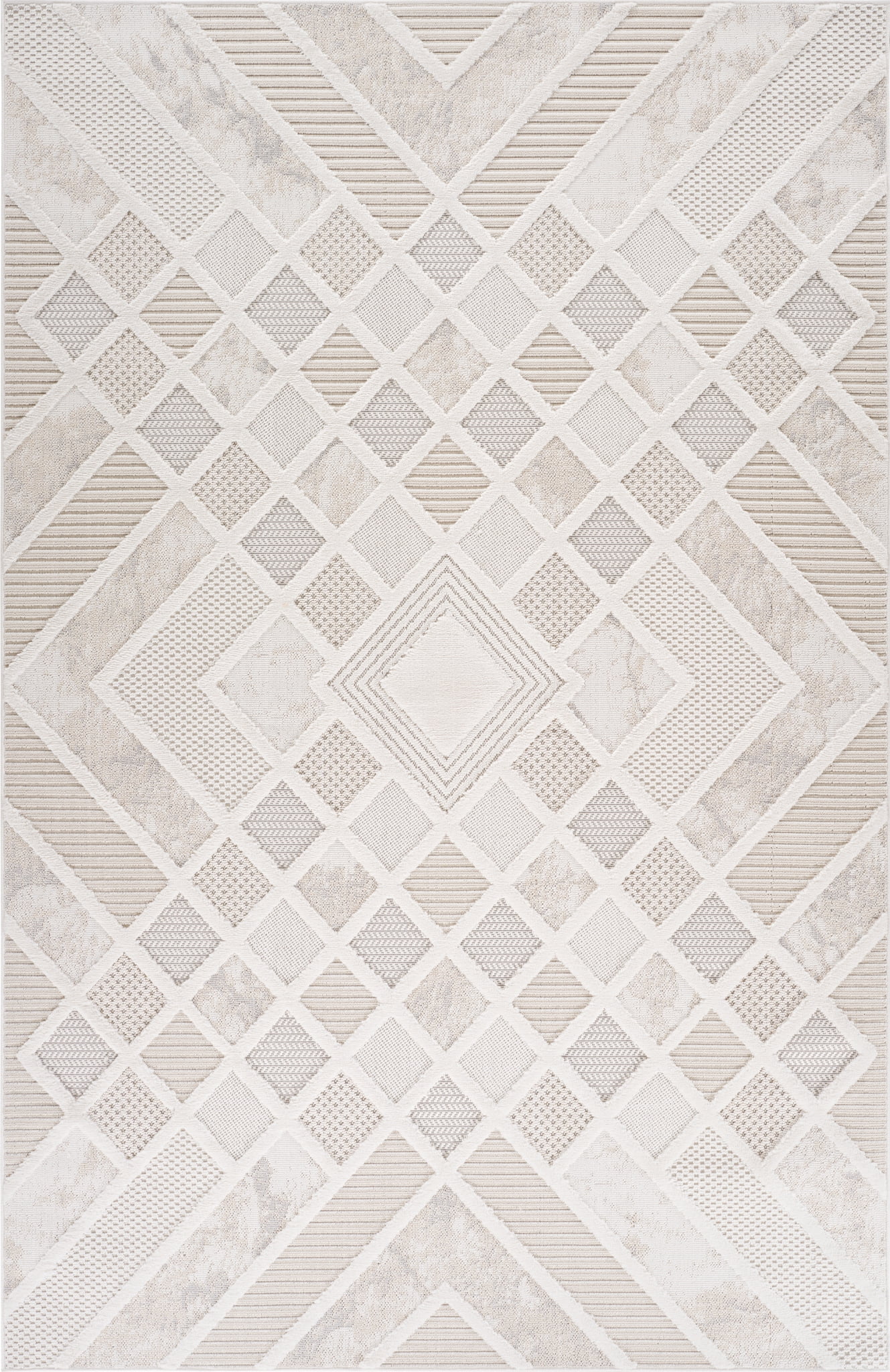 Rug Branch Maison Modern Indoor Area Rug, Cream Beige, Geometric - Living Room, Bedroom, Dining Room, and Kitchen