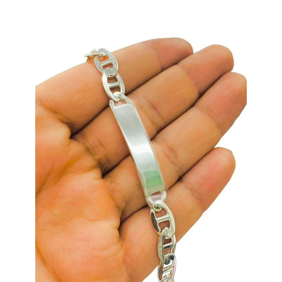925 Sterling Silver Mens ID Bracelet Mariner Anchor Link Chain 8.25" 18g