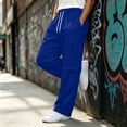 thumbnail image 6 of Iyufng Mens Knee Pleated Loose Wide Leg Casual Track Pants Drawstring Elastic Waist with Side Pockets, 6 of 9