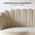 thumbnail image 4 of Velvet Futon Loveseat Sofa, 2-Seater Upholstered Couch with Flower-Shaped Back and Gold Metal Legs Tan, 4 of 9