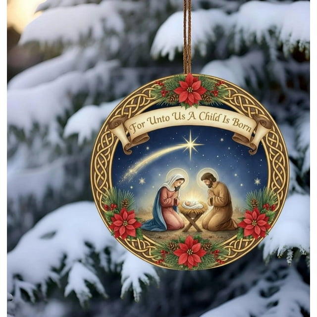 Belén de cerámica para decoración navideña | Conjunto de la Sagrada Familia | Adorno religioso navideño para el hogar, la iglesia o la oficina | Figura artesanal de 8 cm