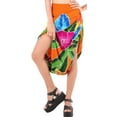 thumbnail image 2 of HAPPY BAY Women's Beachwear Sarong Coverups Bikini Skirt Swim Cover up Swimsuit Summer Wraps Bathing suit Swimwear Beach Wrap Skirts for Women One Size Orange, Tropical Leaves, 2 of 4