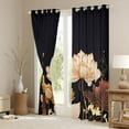 thumbnail image 3 of Erosebridal Chic Lotus Flower Blackout Curtains for Women Floral Curtains, Black and Gold Curtains & Drapes White Flower Leaves Living Room Curtains, Botanical Plants Window Curtains, 3 of 6