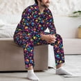 thumbnail image 6 of KLL Skull rainbow color mushroom Sleepwear Mens Flannel Pajamas,Long Cotton Pj Set, 6 of 7
