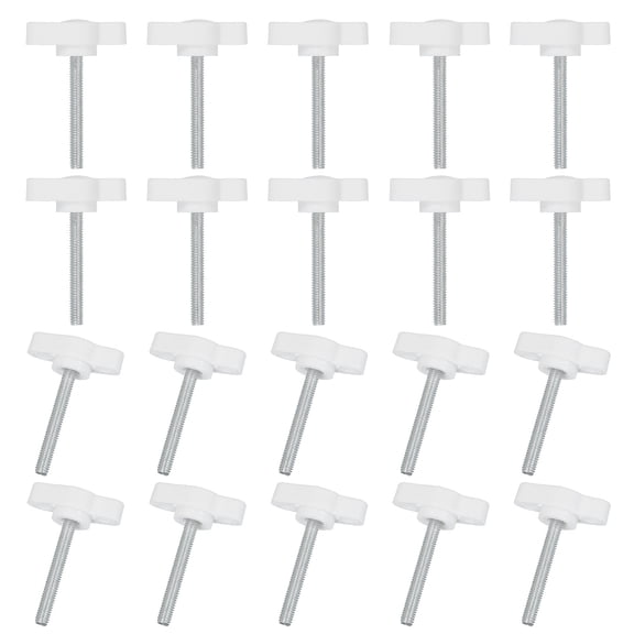 Knurled Clamping Knobs Handle Thumb Screws Bolt Knobs M4 x 30 mm Male Thread 27 mm Head for Electronics Automotive Furniture Assembly Wood Working DIY Projects(White, Pack of 20)