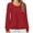 Wine, variant on Plebaso Women's Tops Long Sleeve Casual Crew Neck Pleated Tunic Top Solid Color Loose Dressy Blouses