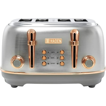 

75104 Heritage 4 Slice Toaster Wide Slot With Removable Crumb Tray And Settings Steel And Copper