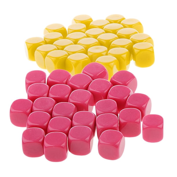 50 Piezas 6 16mm Esquina forma forma forma Dados en RPG de Accesorios Amarillo + Rosa Roja