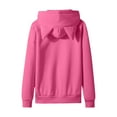 thumbnail image 6 of Girls Zip Up Cute Cat Ears Hoodie Hooded Lounge Sweatshirts Jackets Drop Shoulder Long Sleece Solid Color Outwear with Pockets Thermal Fall Winter Clothing, 6 of 7