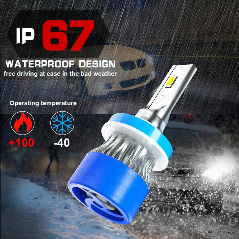 4-Piece 9005/H11 Combo LED Headlight Bulb Kit - 6000K Super White, High & Low Beam Replacement