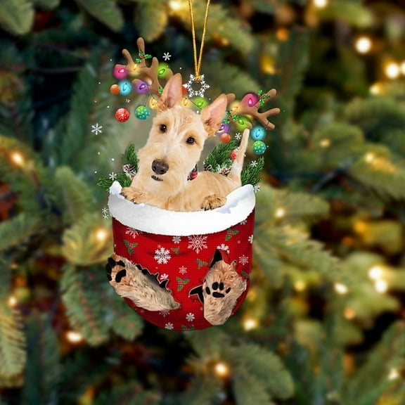 Acrylic 2D FLAT - Wheaten Scottish Terrier In Snow Pocket Christmas Ornament Flat Acrylic Dog Ornament - Holiday Tree Decoration
