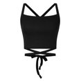 thumbnail image 7 of Public Womens Cropped Tank Tops Trendy Ribbed Sleeveless Square Neck Summer Basic Tops Causal Halter Slim Fit Cross Bandage Shirts Black L, 7 of 7