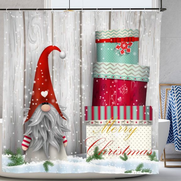 Christmas Shower Curtain for Bathroom Christmas Gnomes Shower Curtain Funny Santa Claus Shower Curtain Bathroom Decor 72 x 72 In