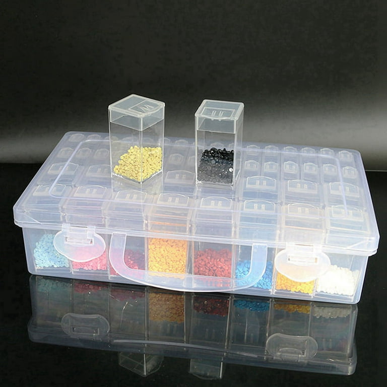 48 Compartment Storage Box Clear Seed Bead Organizer Small Removable Container with Lid for Small Beads, Size: 92, Blue