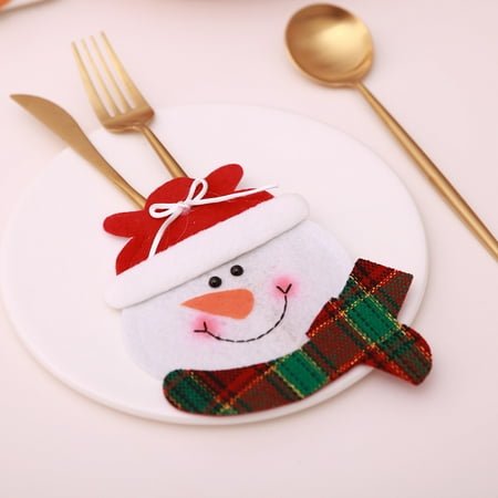 

Putnchl (Buy 2 Ship 3) 2PC Xmas Decor Tableware Set Bag Holder Christmas Dinner Table Layout Supplies